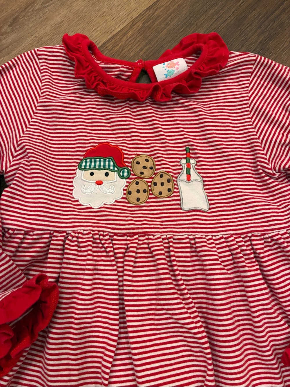Stitchy Fish Red Stripe Christmas Dress Holiday Santa Milk Holiday 7 Girl - Picture 3 of 11